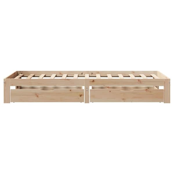 vidaXL Sengeramme med skuffer 75x190 cm heltre furu
