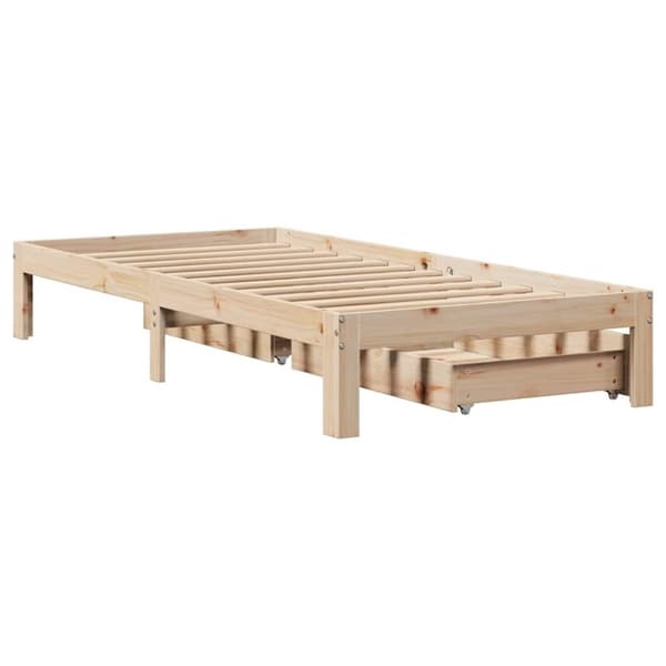 vidaXL Sengeramme med skuffer 75x190 cm heltre furu