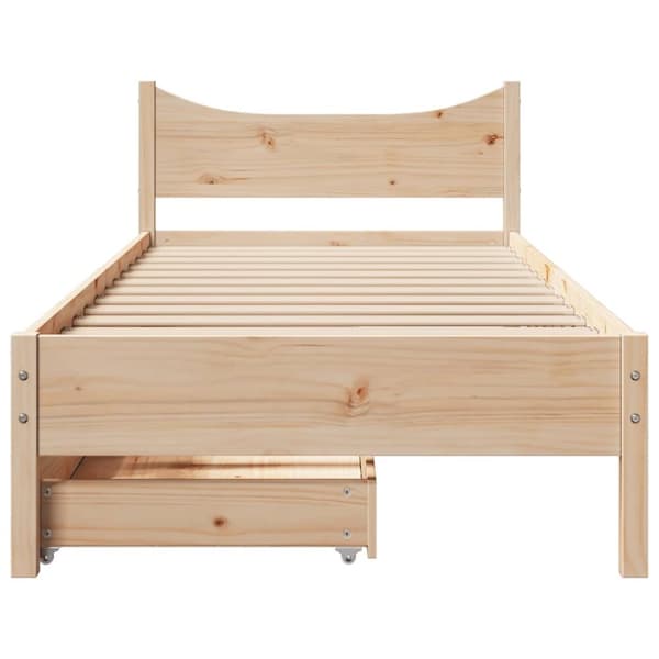 vidaXL sengeramme med skuffer 75x190 cm massivt fyrretræ