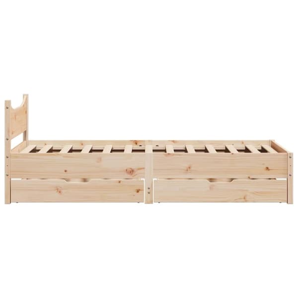 vidaXL sengeramme med skuffer 75x190 cm massivt fyrretræ