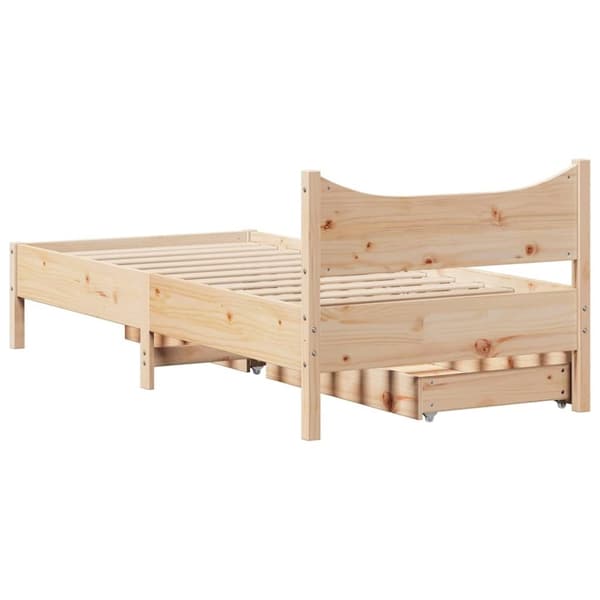 vidaXL sengeramme med skuffer 75x190 cm massivt fyrretræ