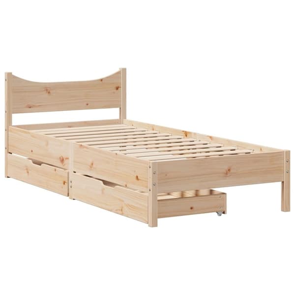vidaXL sengeramme med skuffer 75x190 cm massivt fyrretræ