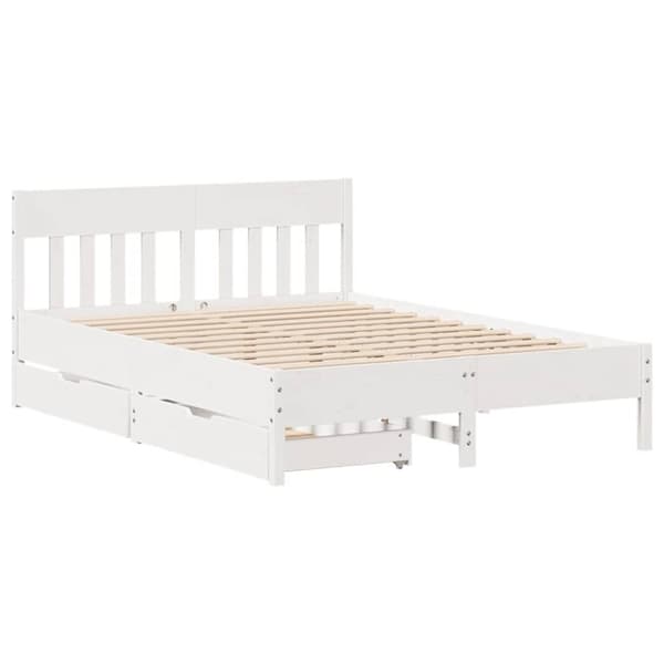 vidaXL sengeramme uden madras 135x190 cm massivt fyrretræ hvid