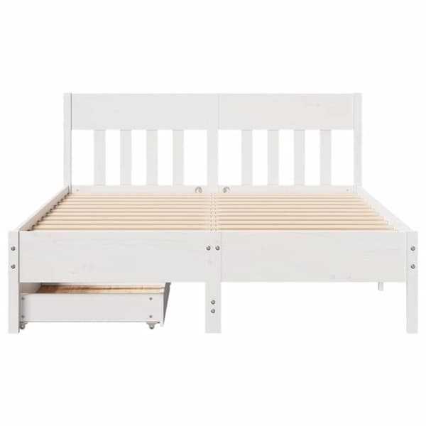 vidaXL sengeramme uden madras 135x190 cm massivt fyrretræ hvid