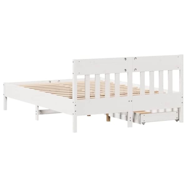 vidaXL sengeramme uden madras 135x190 cm massivt fyrretræ hvid