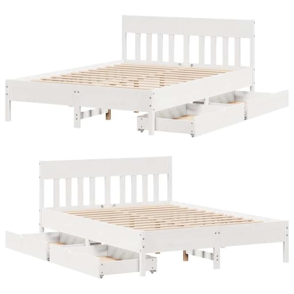 vidaXL sengeramme uden madras 135x190 cm massivt fyrretræ hvid