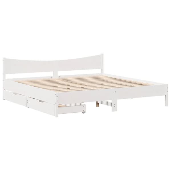 vidaXL sengeramme med skuffer 180x200 cm massivt fyrretræ hvid