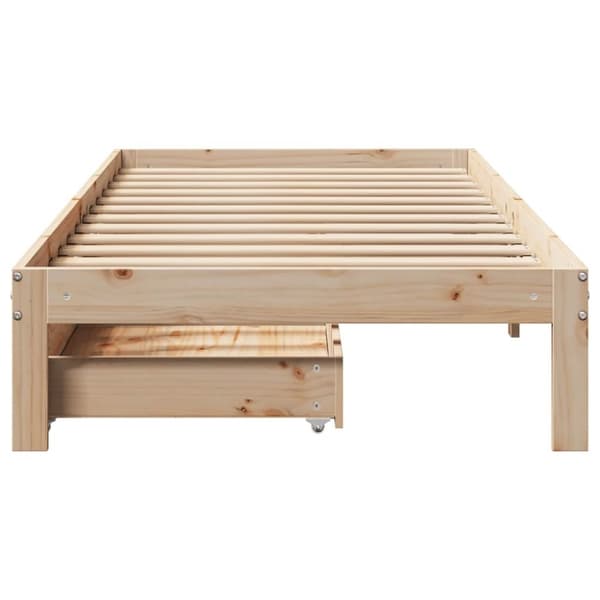 vidaXL sengeramme med skuffer 75x190 cm massivt fyrretræ