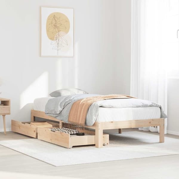 vidaXL sengeramme med skuffer 75x190 cm massivt fyrretræ