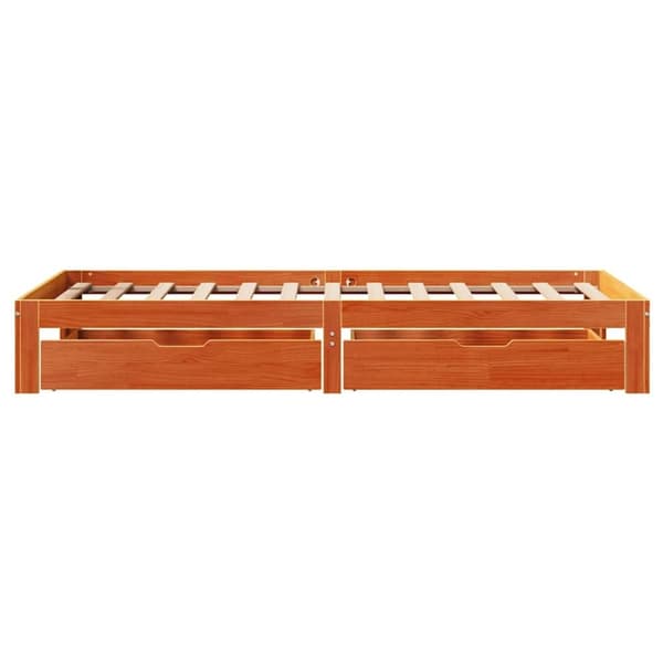 vidaXL Sängynrunko laatikoilla vahanruskea 100x200 cm täysi mänty