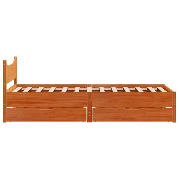 vidaXL Sengeramme med skuffer voksbrun 75x190 cm heltre furu