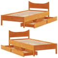 Miniatyrbilde 10 av 11: vidaXL Sengeramme med skuffer voksbrun 75x190 cm heltre furu