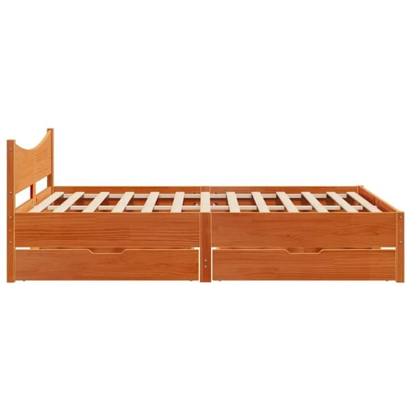 vidaXL Sengeramme med skuffer voksbrun 120x200 cm heltre furu