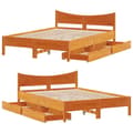 Miniatyrbilde 10 av 11: vidaXL Sengeramme med skuffer voksbrun 120x200 cm heltre furu