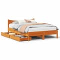 Miniatyrbilde 2 av 11: vidaXL Sengeramme med skuffer voksbrun 120x200 cm heltre furu