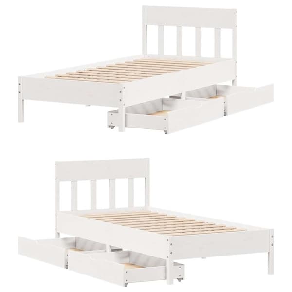 vidaXL Sängynrunko ilman patjaa valkoinen 100x200 cm täysi mänty