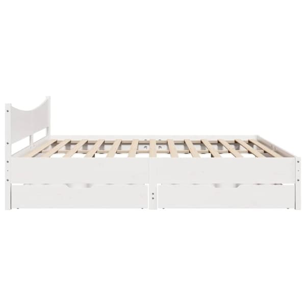 vidaXL sengeramme med skuffer 200x200 cm massivt fyrretræ hvid