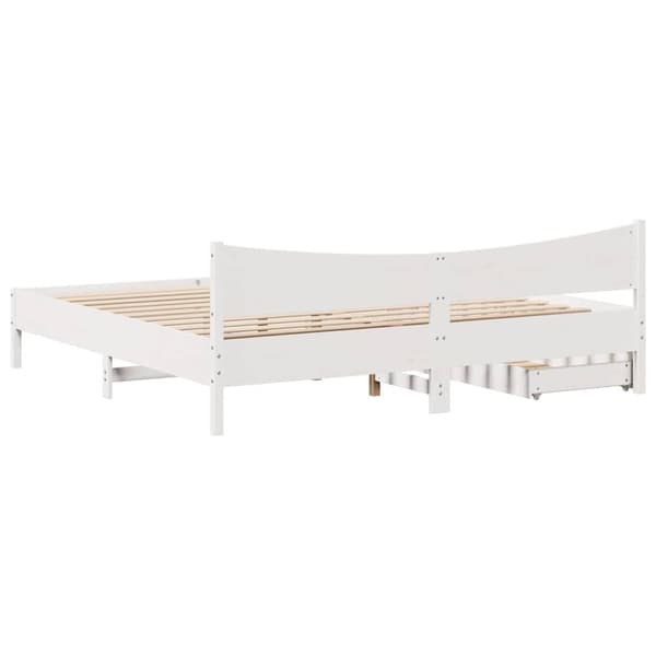 vidaXL sengeramme med skuffer 200x200 cm massivt fyrretræ hvid