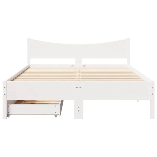 vidaXL sengeramme med skuffer 150x200 cm massivt fyrretræ hvid