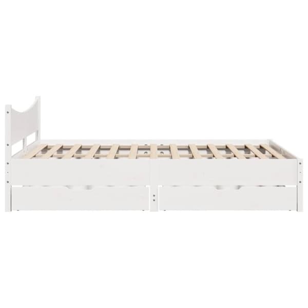 vidaXL sengeramme med skuffer 150x200 cm massivt fyrretræ hvid
