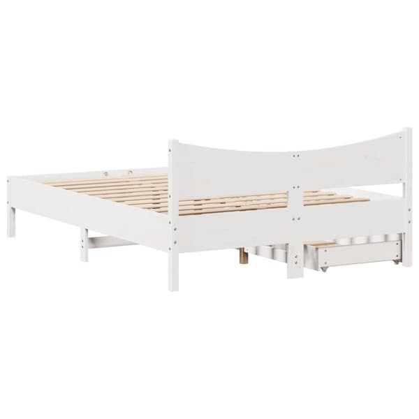 vidaXL sengeramme med skuffer 150x200 cm massivt fyrretræ hvid