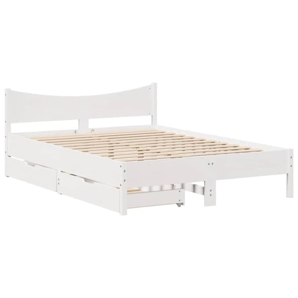 vidaXL sengeramme med skuffer 150x200 cm massivt fyrretræ hvid