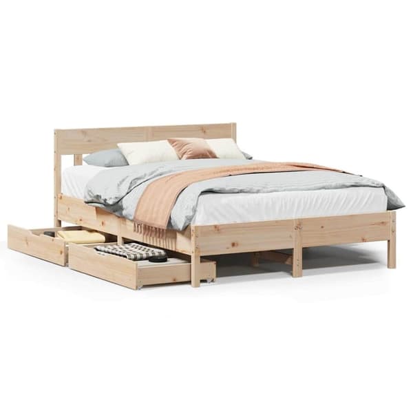 vidaXL Sängynrunko ilman patjaa 135x190 cm täysi mänty