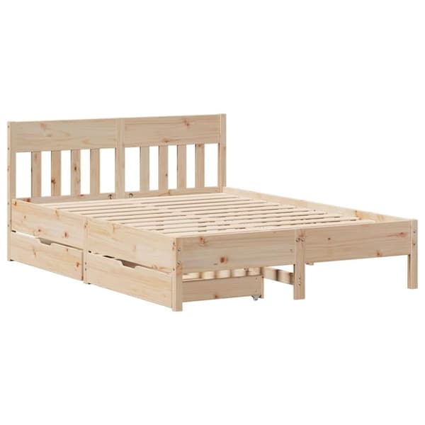 vidaXL Sängynrunko ilman patjaa 135x190 cm täysi mänty