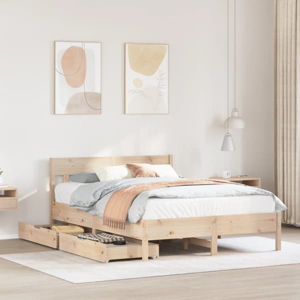 vidaXL Sängynrunko ilman patjaa 135x190 cm täysi mänty