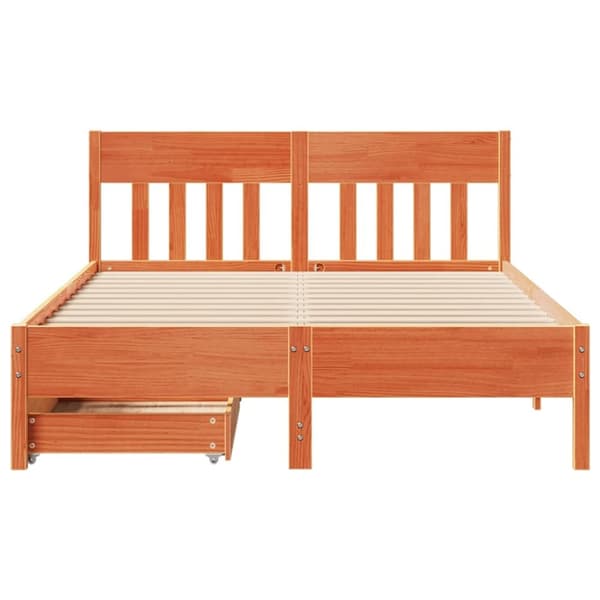 vidaXL Sengeramme uten madrass voksbrun 140x190 cm heltre furu