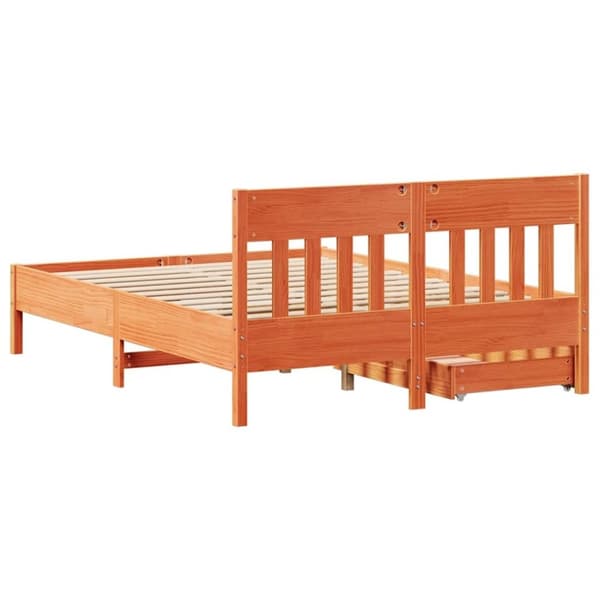 vidaXL Sengeramme uten madrass voksbrun 140x190 cm heltre furu