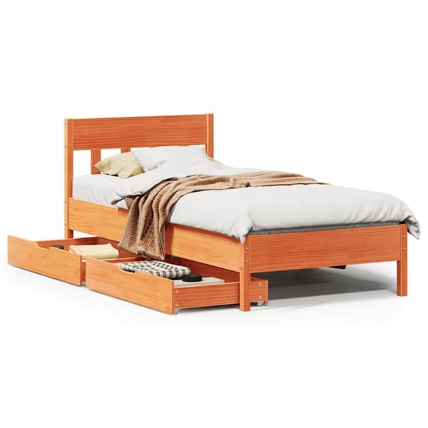 vidaXL Sengeramme uten madrass voksbrun 90x190 cm heltre furu