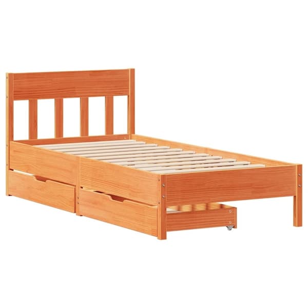 vidaXL Sengeramme uten madrass voksbrun 90x190 cm heltre furu