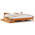 Miniatyrbilde 2 av 11: vidaXL Sengeramme med skuffer voksbrun 200x200 cm heltre furu
