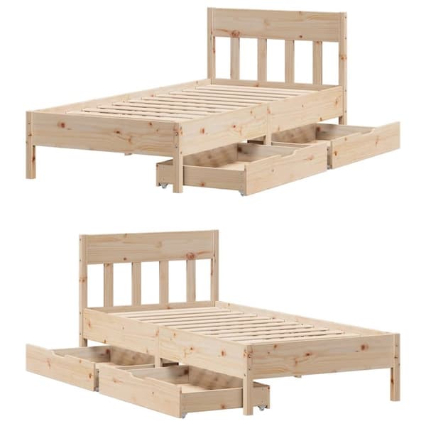 vidaXL Sengeramme uten madrass 75x190 cm heltre furu