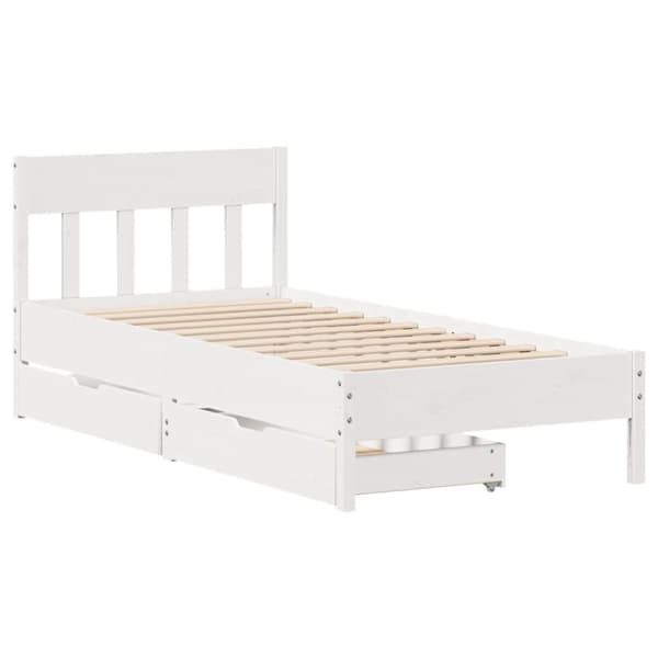 vidaXL Sängynrunko ilman patjaa valkoinen 90x190 cm täysi mänty