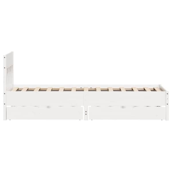 vidaXL Sängynrunko ilman patjaa valkoinen 90x190 cm täysi mänty