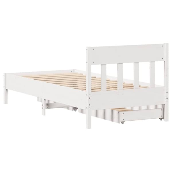 vidaXL Sängynrunko ilman patjaa valkoinen 90x190 cm täysi mänty
