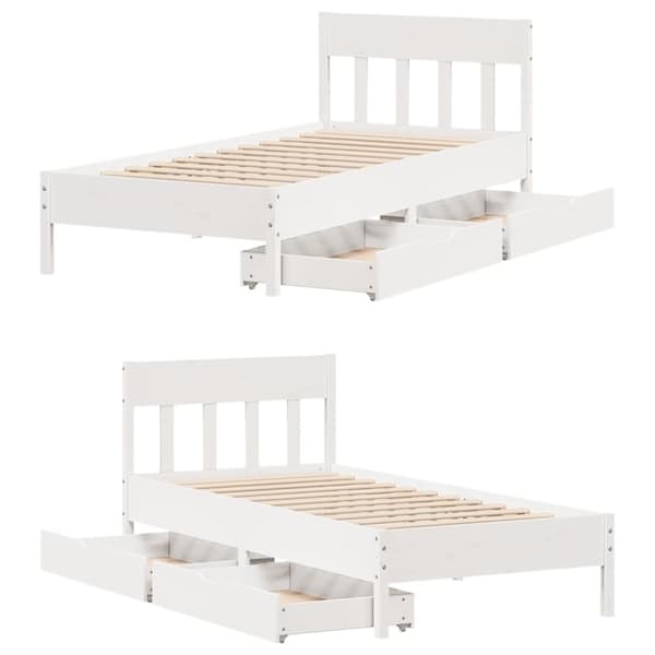 vidaXL Sängynrunko ilman patjaa valkoinen 90x190 cm täysi mänty