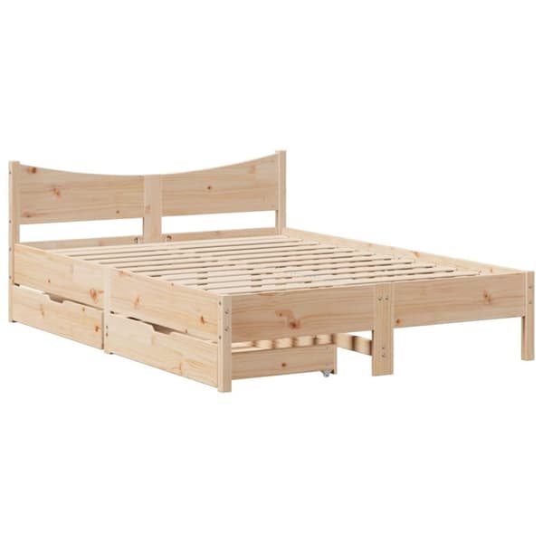 vidaXL Sengeramme med skuffer 140x200 cm heltre furu