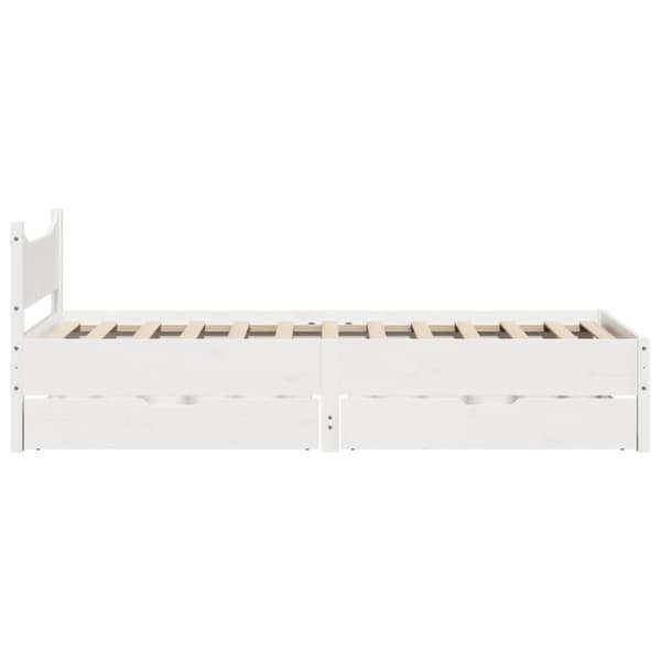 vidaXL Sengeramme med skuffer hvit 100x200 cm heltre furu