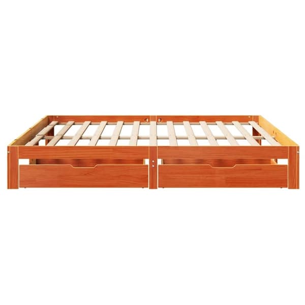 vidaXL Sengeramme med skuffer voksbrun 180x200 cm heltre furu