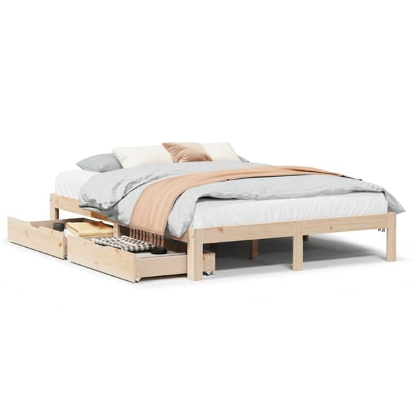 vidaXL Sengeramme med skuffer 120x200 cm heltre furu