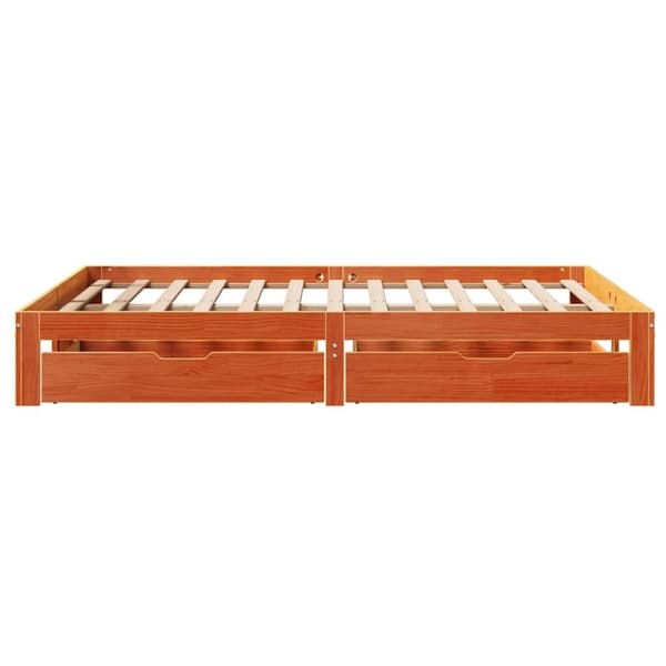 vidaXL Sengeramme med skuffer voksbrun 135x190 cm heltre furu