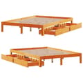 Miniatyrbilde 10 av 11: vidaXL Sengeramme med skuffer voksbrun 135x190 cm heltre furu