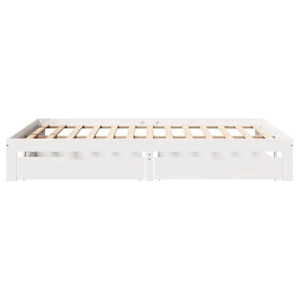 vidaXL Sengeramme med skuffer hvit 140x190 cm heltre furu