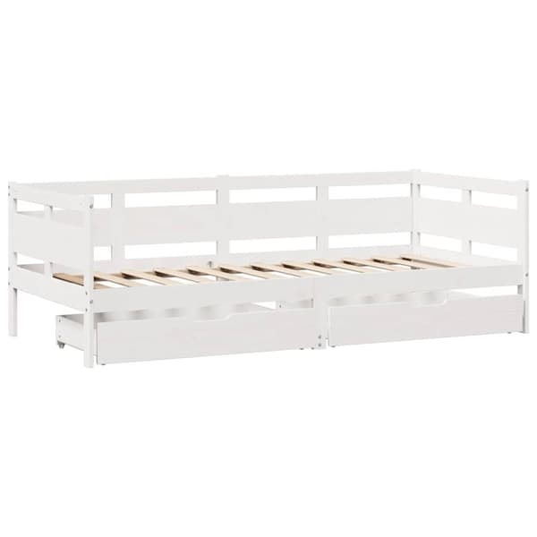 vidaXL Dagseng med skuffer hvit 90x190 cm heltre furu