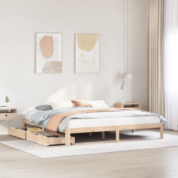 vidaXL sengeramme med skuffer 180x200 cm massivt fyrretræ