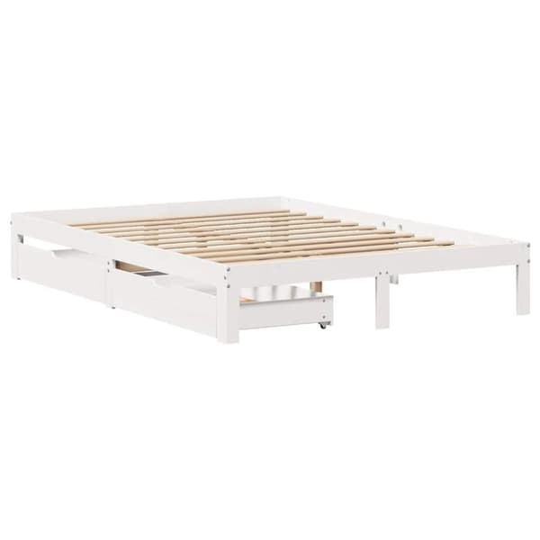 vidaXL sengeramme med skuffer 120x200 cm massivt fyrretræ hvid