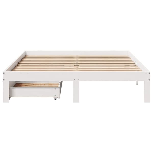 vidaXL sengeramme med skuffer 120x200 cm massivt fyrretræ hvid
